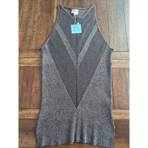 Hayden Los Angeles Black & Grey Sleeveless Chevron Knit Top XL - Picture 1 of 4